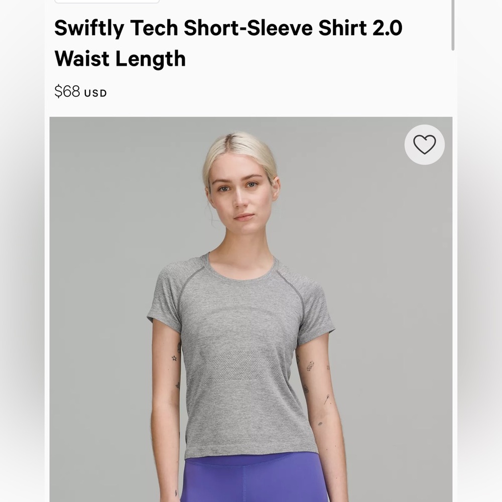 Lululemon Swiftly Tech Grey Short Sleeve Tee
